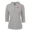 Women's Cincinnati Reds Cutter & Buck Gray Virtue Eco Pique 3/4 Sleeve Half-Zip Pullover Hoodie