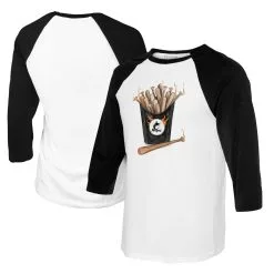 Women's Miami Marlins Tiny Turnip White/Black Hot Bats 3/4-Sleeve Raglan T-Shirt