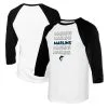 Women's Miami Marlins Tiny Turnip White/Black Stacked 3/4-Sleeve Raglan T-Shirt