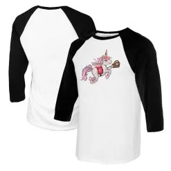 Women's Cincinnati Reds Tiny Turnip White/Black Unicorn 3/4-Sleeve Raglan T-Shirt