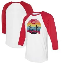Women's Cincinnati Reds Tiny Turnip White/Red 2023 Spring Training 3/4-Sleeve Raglan T-Shirt