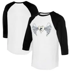 Women's Miami Marlins Tiny Turnip White/Black Angel Wings 3/4-Sleeve Raglan T-Shirt