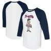 Women's Atlanta Braves Tiny Turnip White/Navy Babes 3/4-Sleeve Raglan T-Shirt