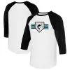 Women's Miami Marlins Tiny Turnip White/Black Base Stripe 3/4-Sleeve Raglan T-Shirt