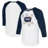 Women's Detroit Tigers Tiny Turnip White/Navy Baseball Pow 3/4-Sleeve Raglan T-Shirt