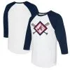 Women's Atlanta Braves Tiny Turnip White/Navy Diamond Cross Bats 3/4-Sleeve Raglan T-Shirt