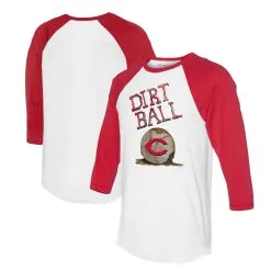 Women's Cincinnati Reds Tiny Turnip White/Red Dirt Ball 3/4-Sleeve Raglan T-Shirt