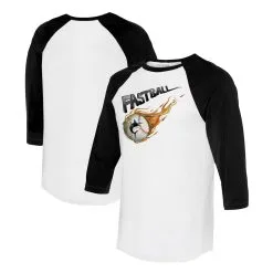 Women's Miami Marlins Tiny Turnip White/Black Fastball 3/4-Sleeve Raglan T-Shirt