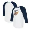Women's Atlanta Braves Tiny Turnip White/Navy Fastball 3/4-Sleeve Raglan T-Shirt