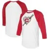 Women's Cincinnati Reds Tiny Turnip White/Red Heart Bat 3/4-Sleeve Raglan T-Shirt
