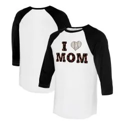 Women's Baltimore Orioles Tiny Turnip White/Black I Love Mom 3/4-Sleeve Raglan T-Shirt