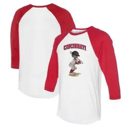 Women's Cincinnati Reds Tiny Turnip White/Red James 3/4-Sleeve Raglan T-Shirt