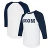 Women's Atlanta Braves Tiny Turnip White/Navy Logo Mom 3/4-Sleeve Raglan T-Shirt
