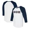 Women's Detroit Tigers Tiny Turnip White/Navy Logo Mom 3/4-Sleeve Raglan T-Shirt