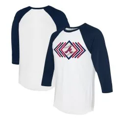 Women's Atlanta Braves Tiny Turnip White Prism Arrows 3/4-Sleeve Raglan T-Shirt
