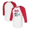 Women's Cincinnati Reds Tiny Turnip White/Red Shark 3/4-Sleeve Raglan T-Shirt