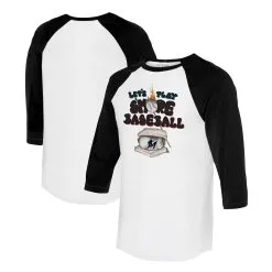 Women's Miami Marlins Tiny Turnip White/Black Smores 3/4-Sleeve Raglan T-Shirt