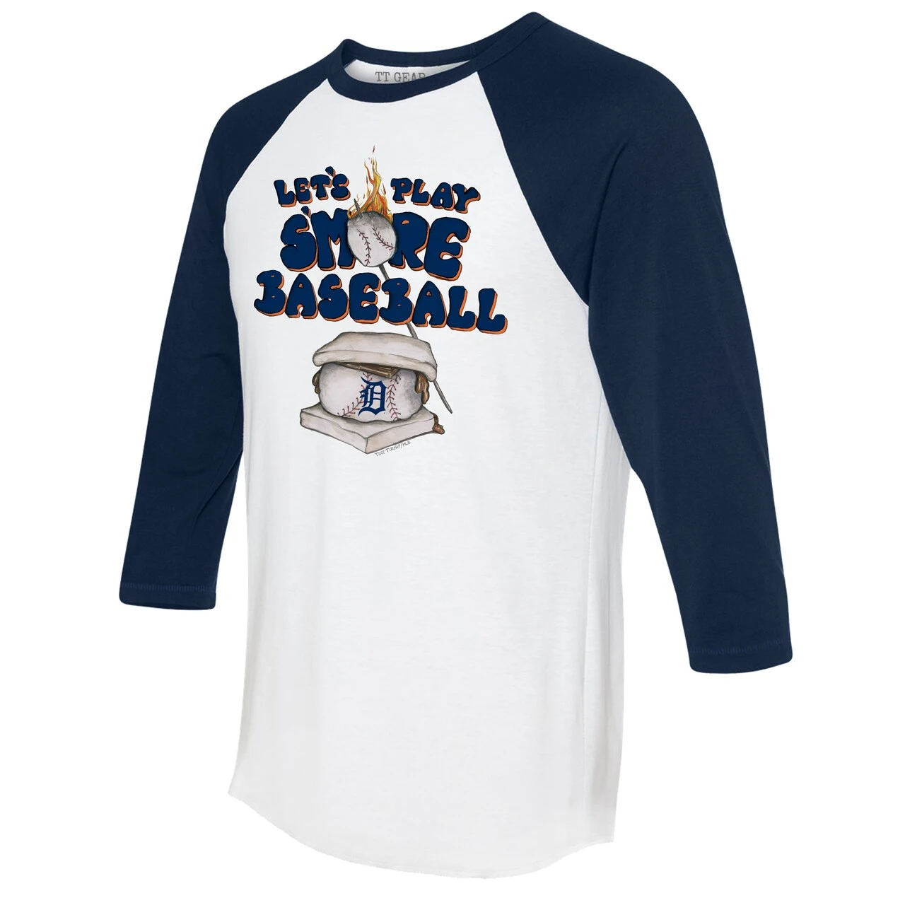 Women's Detroit Tigers Tiny Turnip White/Navy Smores 3/4-Sleeve Raglan T-Shirt - Image 2