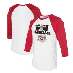 Women's Cincinnati Reds Tiny Turnip White/Red Smores 3/4-Sleeve Raglan T-Shirt