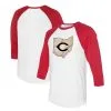Women's Cincinnati Reds Tiny Turnip White/Red State Outline 3/4-Sleeve Raglan T-Shirt