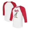 Women's Cincinnati Reds Tiny Turnip White/Red TT Rex 3/4-Sleeve Raglan T-Shirt