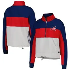 Women's Atlanta Braves The Wild Collective Red/Navy Color Block Half-Zip Jacket