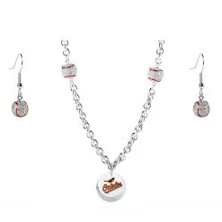 Baltimore Orioles Crystals From Swarovski Baseball Necklace & Earrings