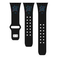 Artinian Miami Marlins Black Logo Silicone Apple Watch Band