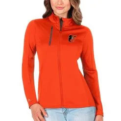Women's Baltimore Orioles Antigua Orange/Charcoal Generation Full-Zip Jacket
