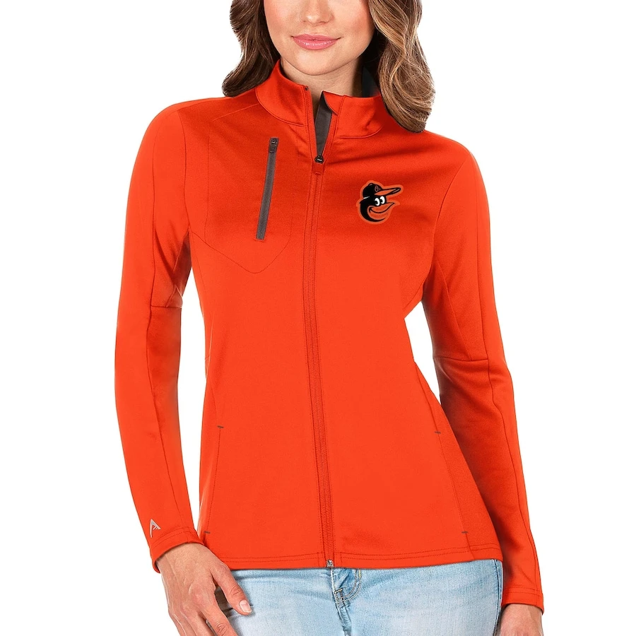 Women's Baltimore Orioles Antigua Orange/Charcoal Generation Full-Zip Jacket