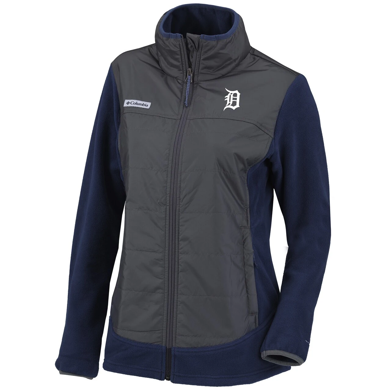 Women's Detroit Tigers Columbia Navy/Charcoal Basin Butte Fleece Full-Zip Jacket - Image 2