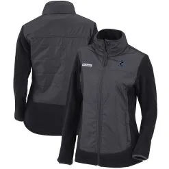 Women's Miami Marlins Columbia Black/Charcoal Basin Butte Fleece Full-Zip Jacket
