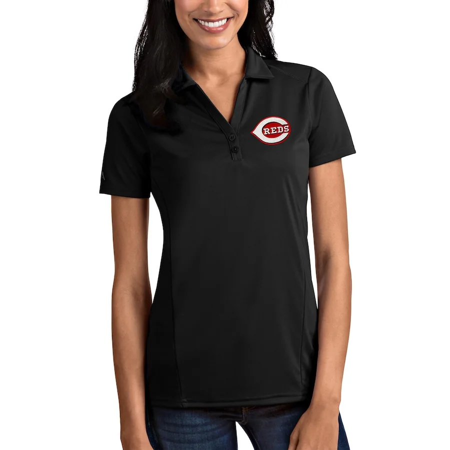 Cincinnati Reds Antigua Women's Tribute Polo - Black