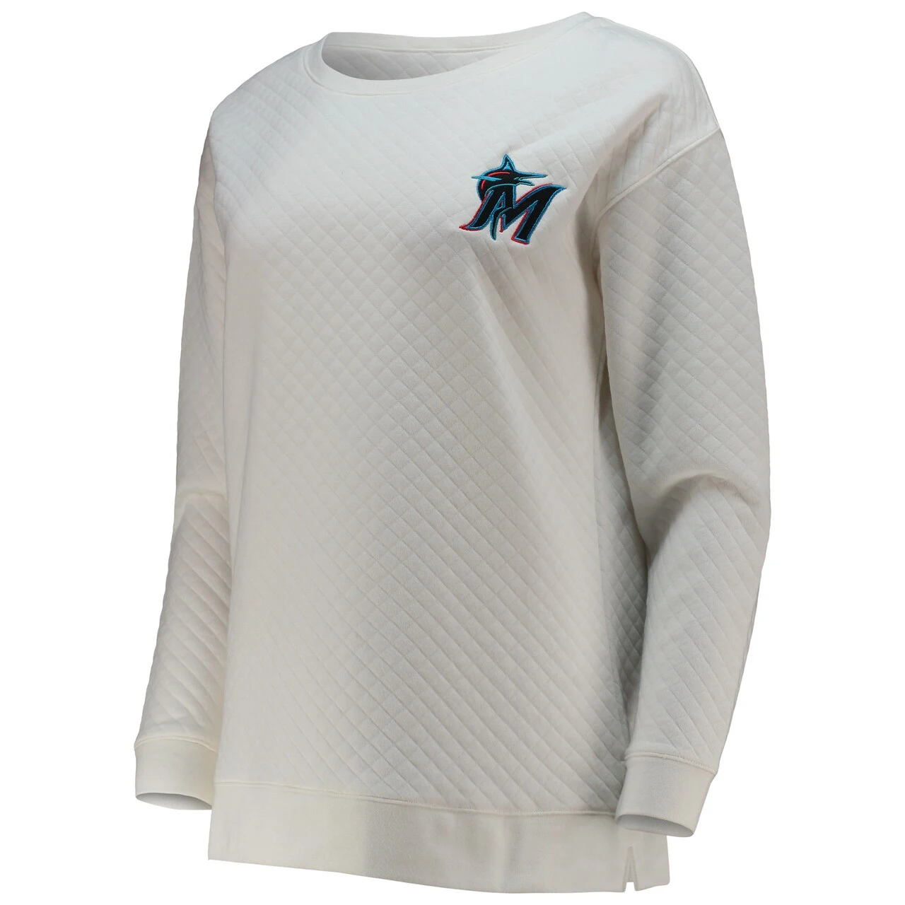 Women's Miami Marlins Concepts Sport White/Cream Quilted Pullover Sweatshirt - Image 2