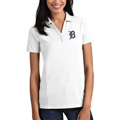 Detroit Tigers Antigua Women's Tribute Polo - White