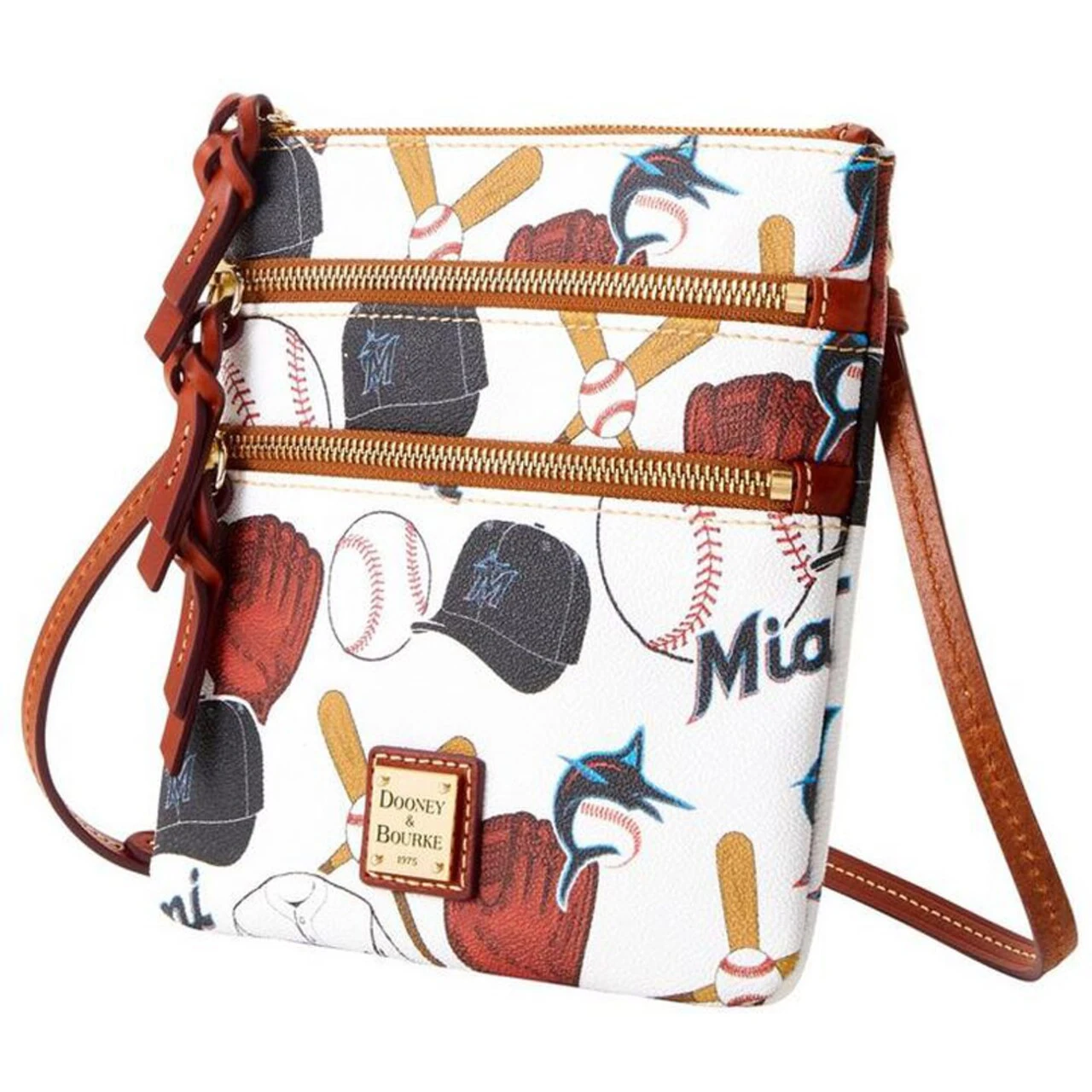 Miami Marlins Dooney & Bourke Game Day Triple-Zip Crossbody Purse