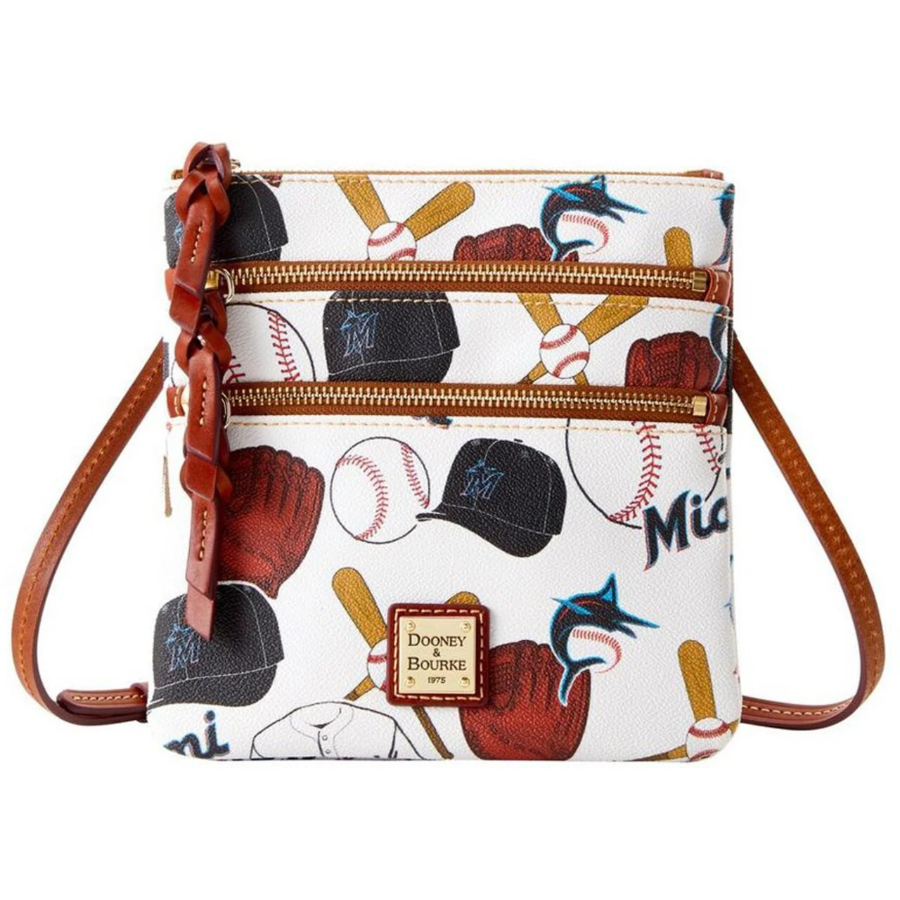 Miami Marlins Dooney & Bourke Game Day Triple-Zip Crossbody Purse - Image 2