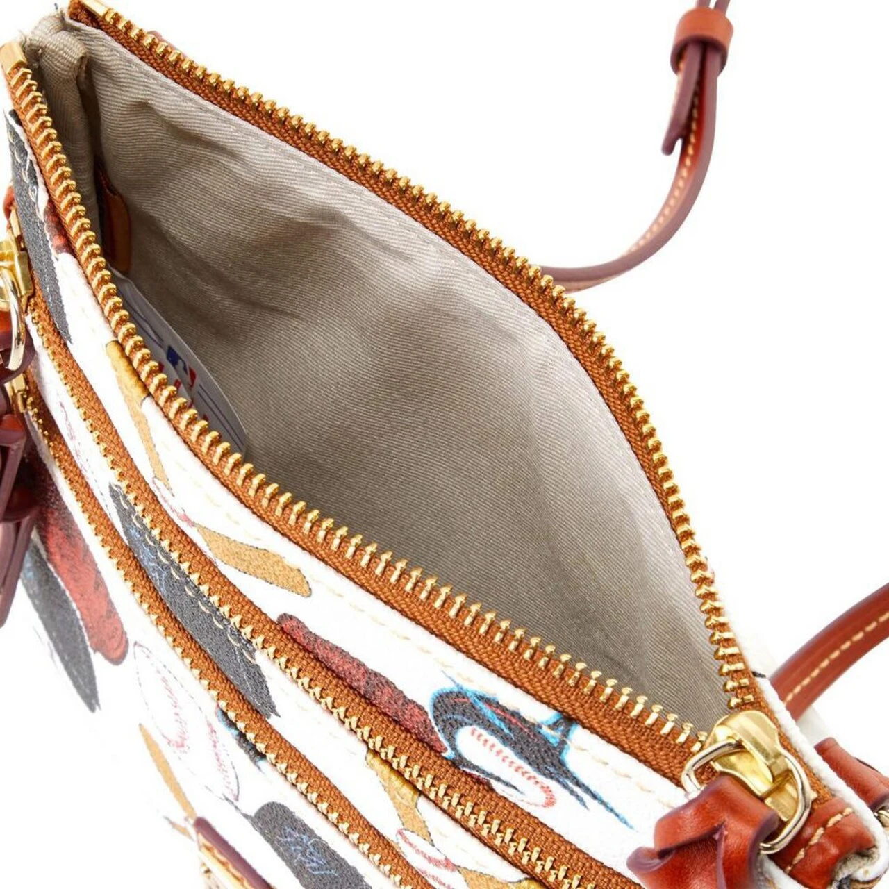 Miami Marlins Dooney & Bourke Game Day Triple-Zip Crossbody Purse - Image 3