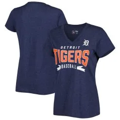 Women's Detroit Tigers G-III 4Her By Carl Banks Heather Navy Dream Team V-Neck T-Shirt