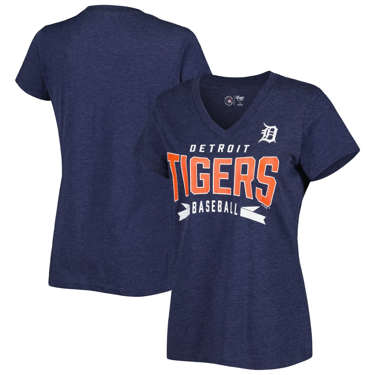 Women's Detroit Tigers G-III 4Her By Carl Banks Heather Navy Dream Team V-Neck T-Shirt