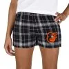 Women's Baltimore Orioles Concepts Sport Black/Gray Ultimate Flannel Shorts