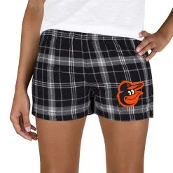 Women's Baltimore Orioles Concepts Sport Black/Gray Ultimate Flannel Shorts