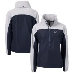 Women's Cincinnati Reds Cutter & Buck Navy/Gray Charter Eco Recycled Anorak Jacket