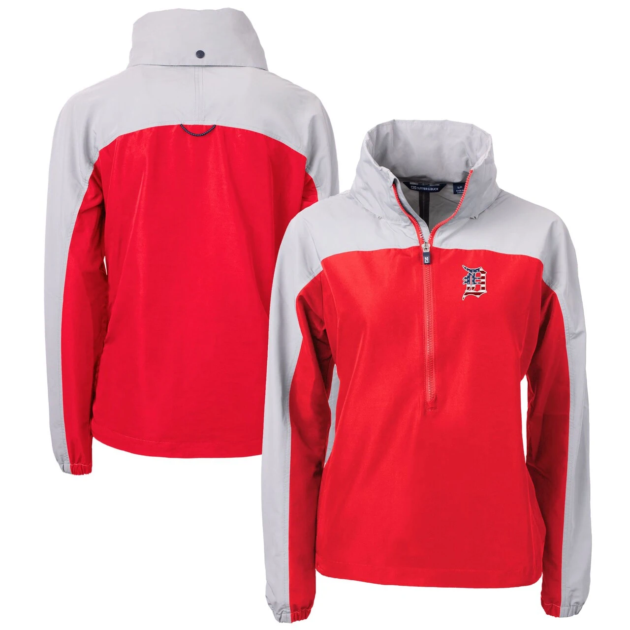 Women's Detroit Tigers Cutter & Buck Red/Gray Charter Eco Recycled Anorak Jacket