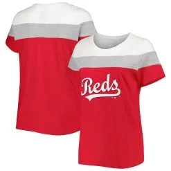 Profile Women's Cincinnati Reds Red/Heather Gray Plus Size Colorblock T-Shirt
