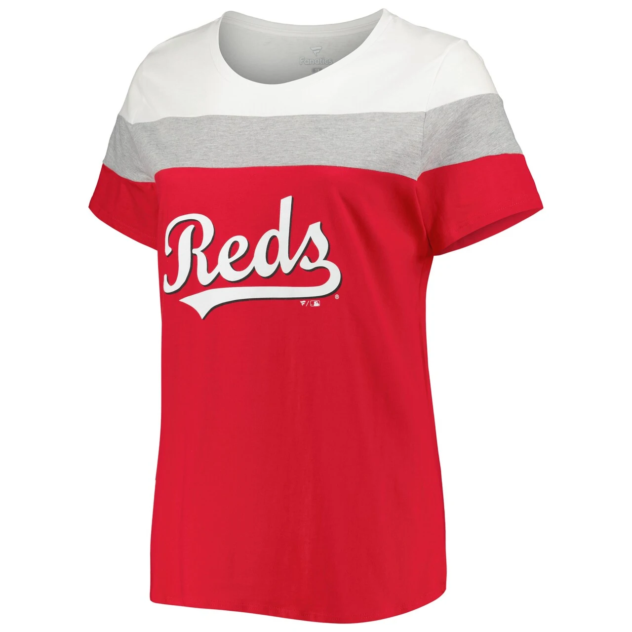 Profile Women's Cincinnati Reds Red/Heather Gray Plus Size Colorblock T-Shirt - Image 2