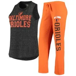 Women's Baltimore Orioles Concepts Sport Orange/Heathered Black Satellite Muscle Tank Top & Pants Sleep Set
