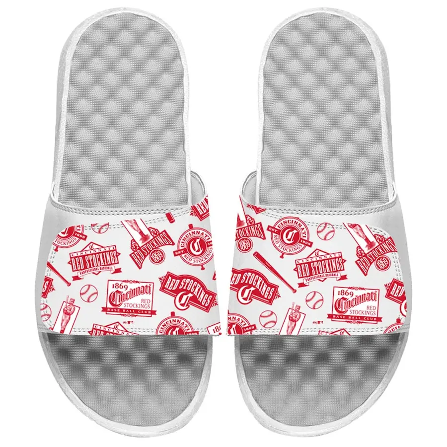 Cincinnati Reds ISlide White Cooperstown Collection Loudmouth Slide Sandals