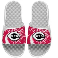 Cincinnati Reds ISlide White Tie Dye Slide Sandals