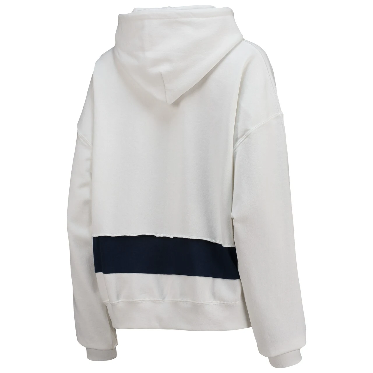 Women's Atlanta Braves Refried Apparel White/Navy Cropped Pullover Hoodie - Image 3